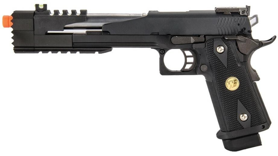 WE-Tech Hi-Capa 7.0 Dragon Long Slide Full Auto Gas Blowback Airsoft Pistol w/ Medallion Grip, Black