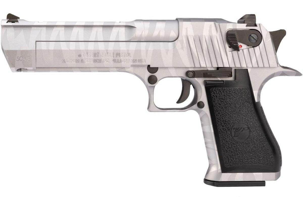 WE-Tech Magnum Research Desert Eagle .50AE Gas Blowback Pistol, Silver Tigerstripe