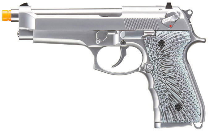 WE-Tech New System M92 Eagle Full Auto Gas Blowback Airsoft Pistol, Silver