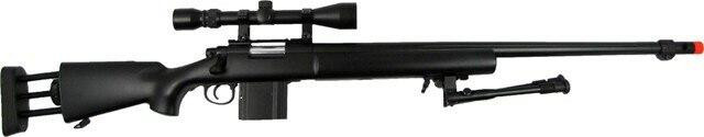 WELL Airsoft Spring Sniper Rifle with Extending Stock, Scope, & Bipod