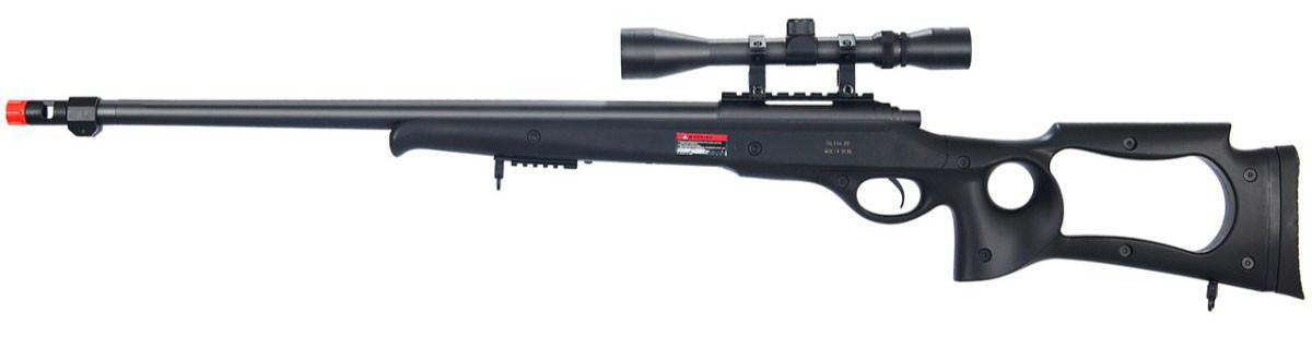 Well Bolt Action L96 Fluted Barrel Airsoft Sniper Rifle w/ Scope, Black