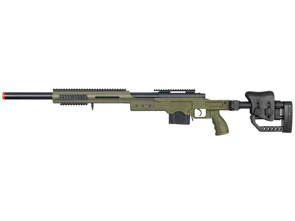 Well Bolt Action Sniper Rifle with RIS & Folding Sniper Stock, OD Green/Black