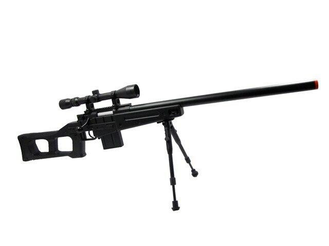 WELL L96 Airsoft Spring Sniper Rifle with Compact Skeleton Stock, Scope & Bipod