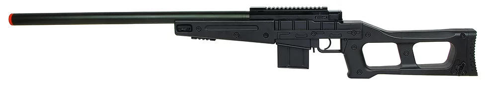 WELL MB4408A Single Bolt Action Airsoft Spring Sniper Rifle, Black