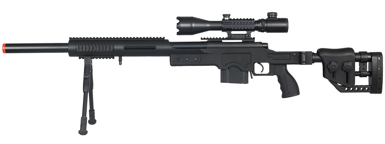 Well MB4410 Bolt Action Sniper Rifle w/ Illuminated Scope & Bipod, Black