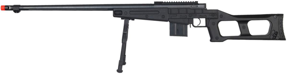 Well MK96 Bolt Action Airsoft Sniper Rifle w/ Barrel, Bipod, & Stock, Black