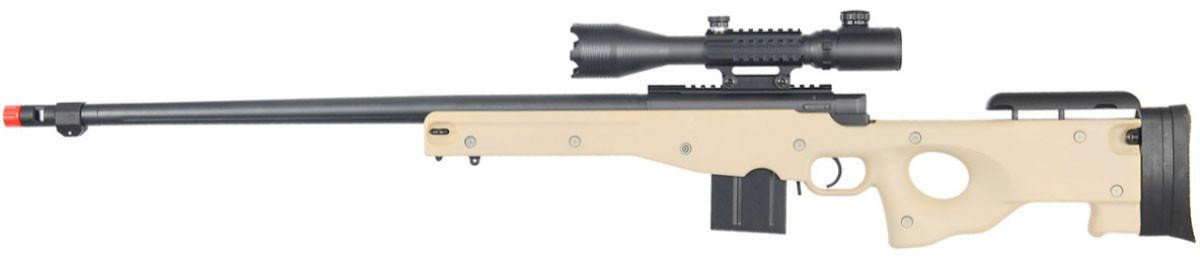 Well MK96 Bolt Airsoft Sniper Rifle w/ Barrel & Rangefinder Scope, Tan