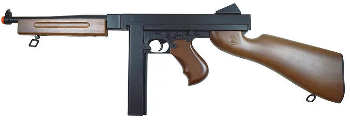 Well Thompson M1A1 Military Airsoft AEG Rifle Package, Black/Wood