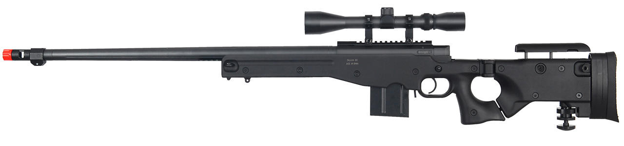 Well MK96 Bolt Action Airsoft Rifle with Barrel & Duplex Scope, Black