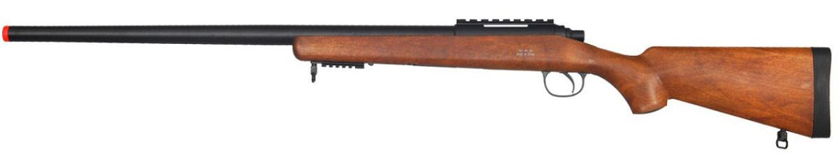WELL VSR-10 Bolt Action Airsoft Sniper Rifle w/ Optic RIS, Wood