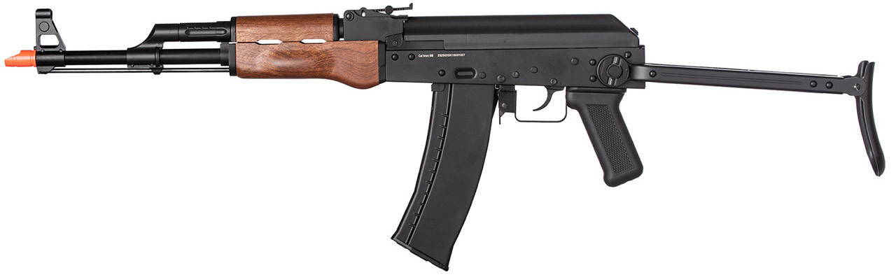 WellFire AK74 CO2 Blowback Airsoft Rifle with Folding Stock, Faux Wood/Black