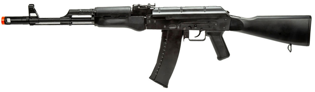WellFire CO2 Powered AK74 Gas Blowback Airsoft Rifle w/ Fixed Stock, Black