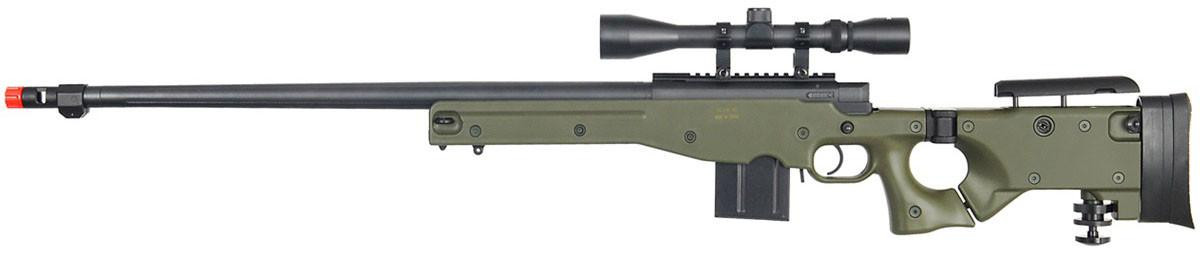 WellFire L96 AWP Bolt Action Airsoft Sniper Rifle w/ Fluted Barrel, Duplex Scope, OD Green