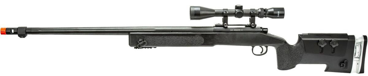 WellFire MB17 Bolt Action Airsoft Sniper Rifle w/ Scope, Black