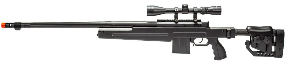 WellFire MB4415 Bolt Action Airsoft Sniper Rifle w/ Scope, Black