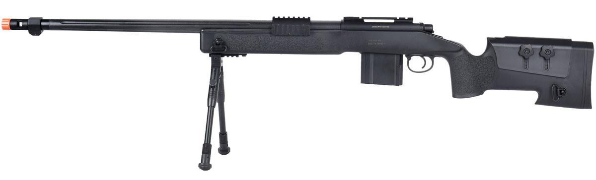 Wellfire MB4416 Bolt Action Airsoft Sniper Rifle w/ Bipod, Black