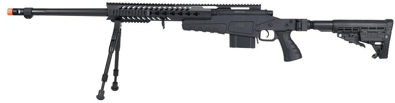 WellFire MB4418-1 Bolt Action Airsoft Sniper Rifle w/ Bipod, Black