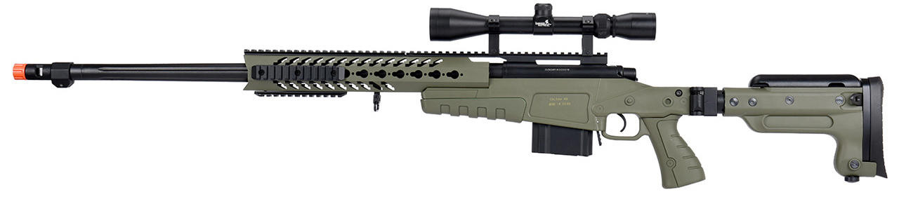 Wellfire MB4418-3 Bolt Action Airsoft Sniper Rifle with Scope, OD Green