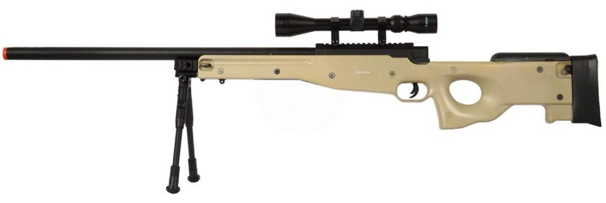 WellFire MK96 Bolt Action AWP Airsoft Sniper Rifle w/ Scope & Bipod, Tan