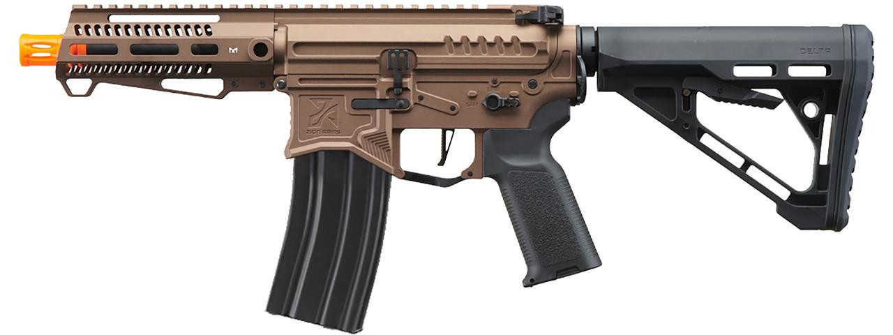 Zion Arms R15 Mod 1 Short Barrel Airsoft Rifle with Delta Stock, Bronze/Black
