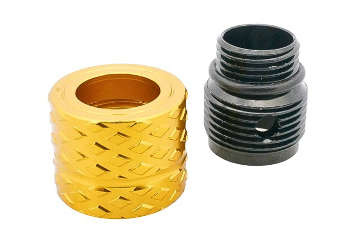 Dr. Black Aluminum Type B Barrel Thread Protector With Adapter (11mm CW to 14mm CCW/ Gold)