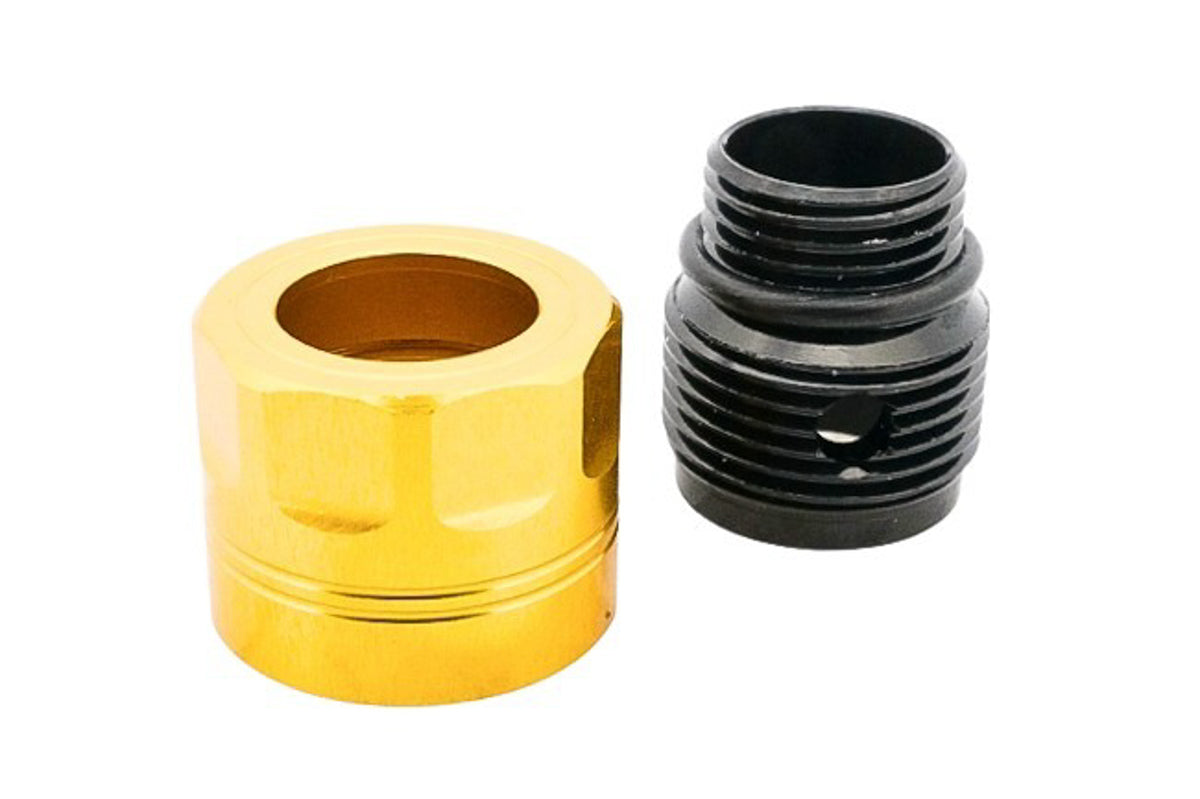 Dr. Black Aluminum Type A Barrel Thread Protector With Adapter (11mm CW to 14mm CCW/ Gold)