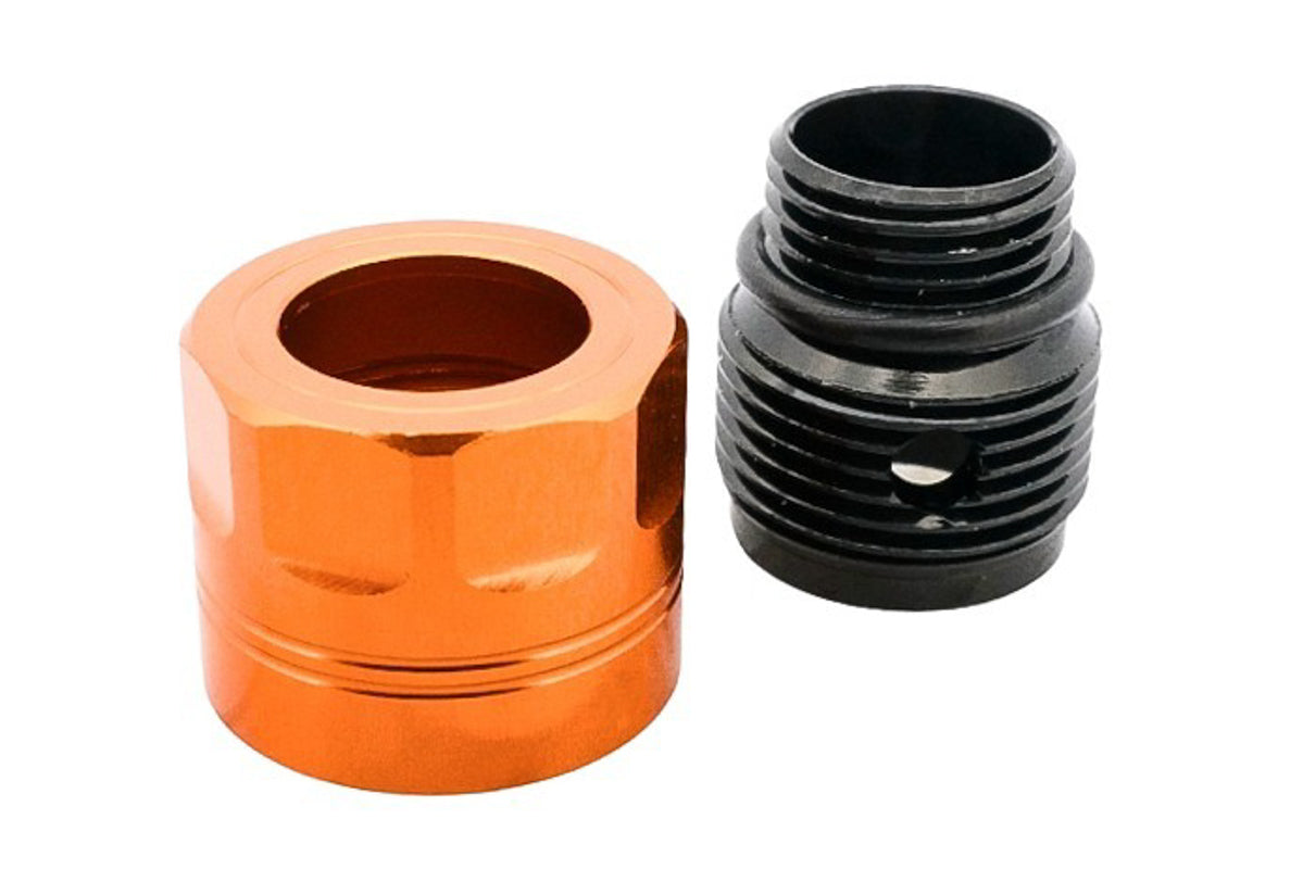 Dr. Black Aluminum Type A Barrel Thread Protector With Adapter (11mm CW to 14mm CCW/ Orange)