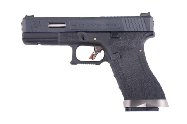 WE Custom EU17 GBB pistol with silver barrel