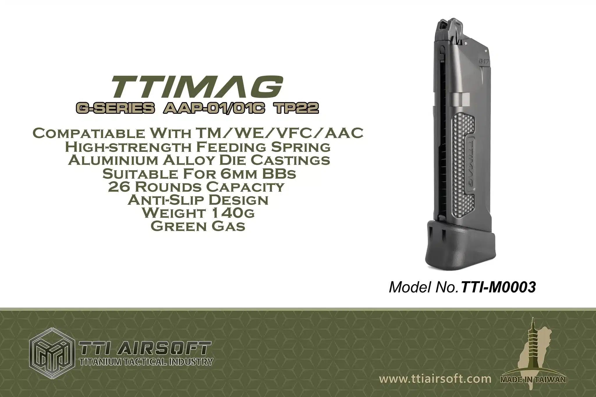 TTI Lightweight Aluminium G Series Magazine For TM/WE/VFC